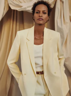 Silky straight two-button blazer