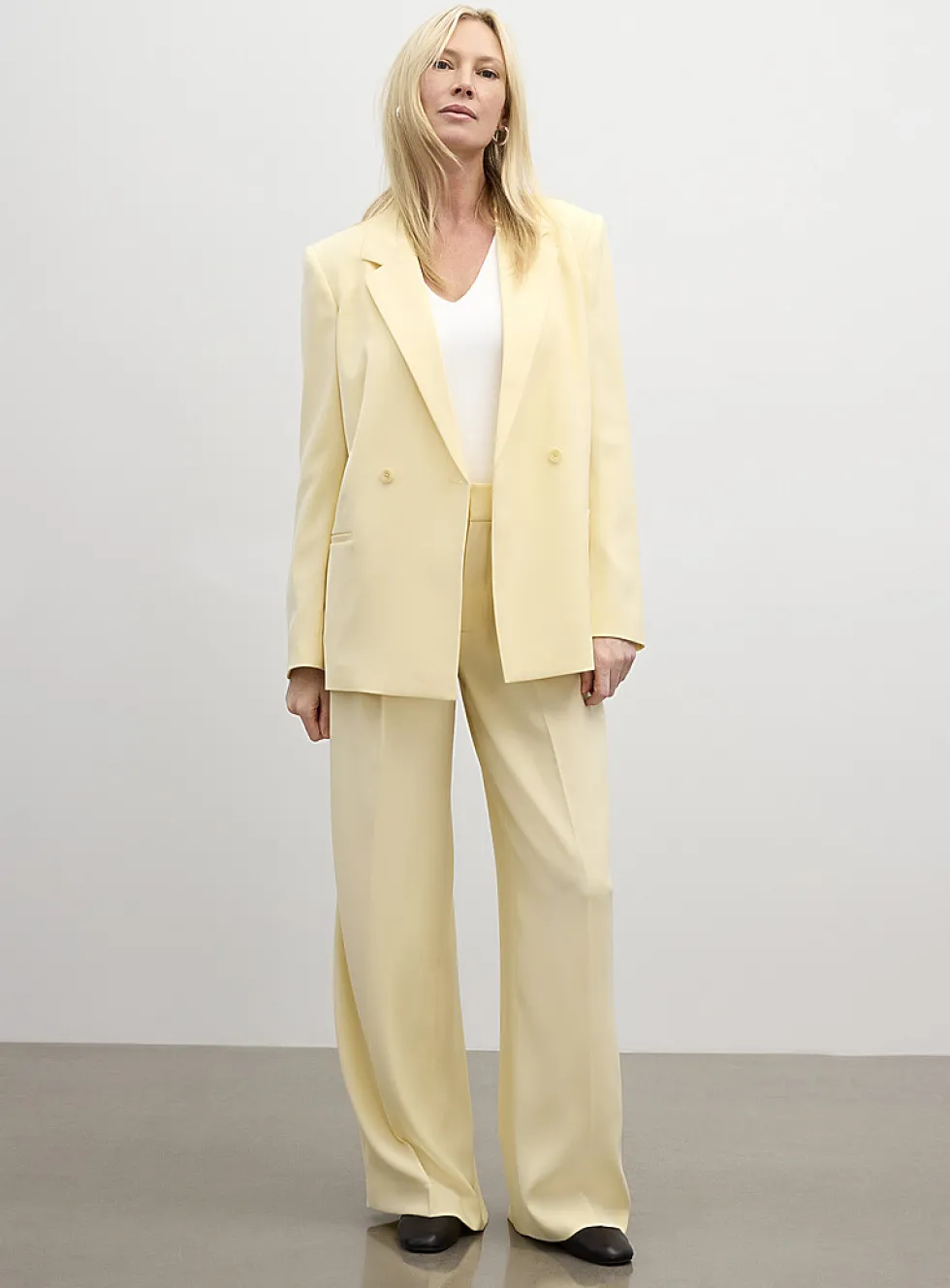 Silky straight two-button blazer