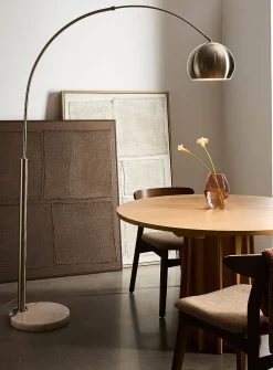 Silver curved floor lamp
