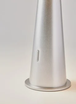 Silver-finish portable LED lamp