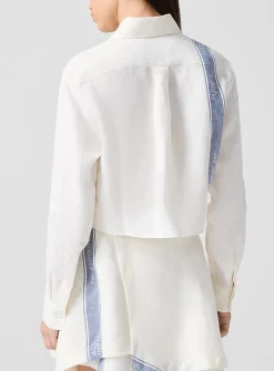 Single stripe pure linen shirt