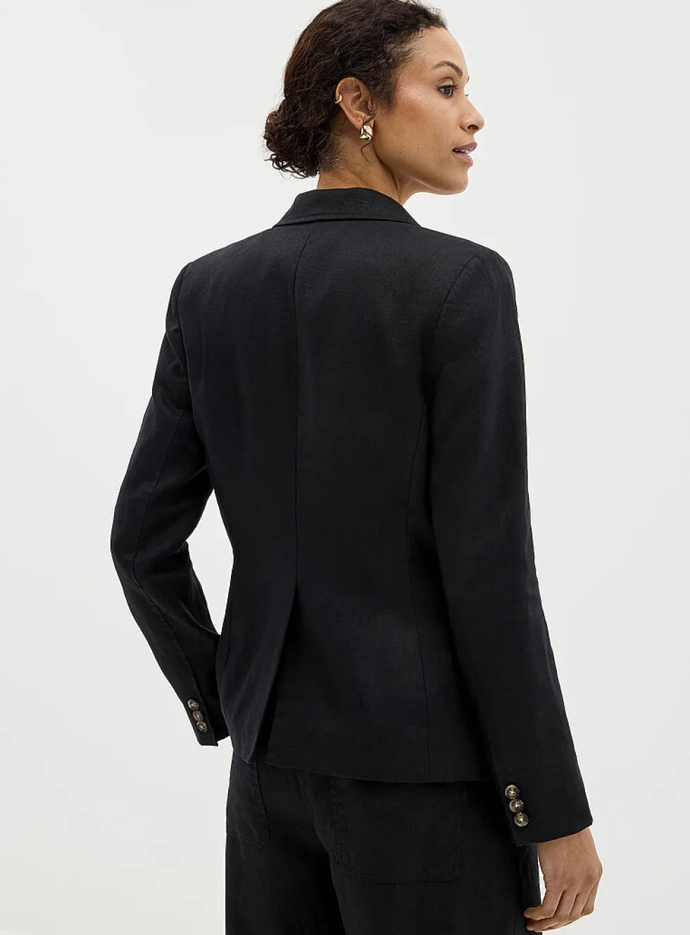 Single-button pure linen blazer