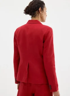 Single-button pure linen blazer