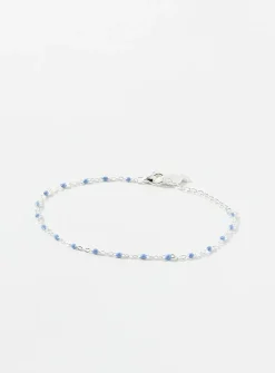 Sky-blue beaded thin bracelet