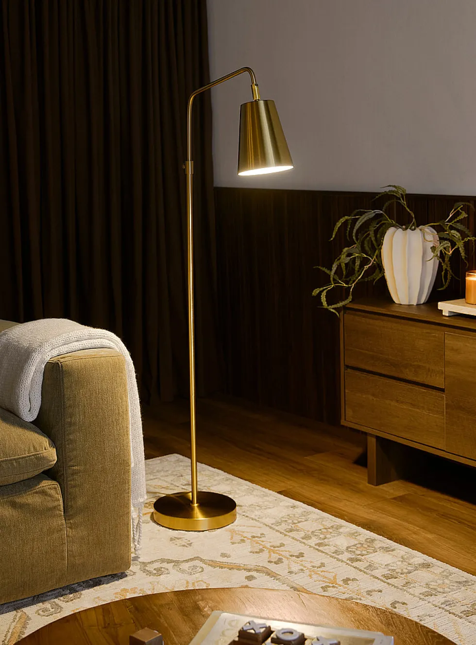 Sleek adjustable-height floor lamp