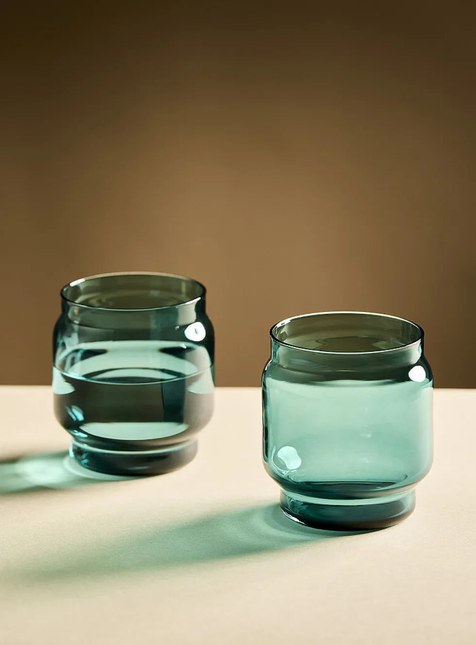 Small colourful blown-glass glasses