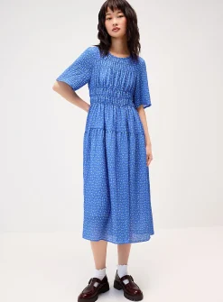 Small flowers smocked maxi dress