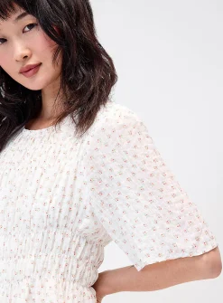 Small flowers smocked maxi dress
