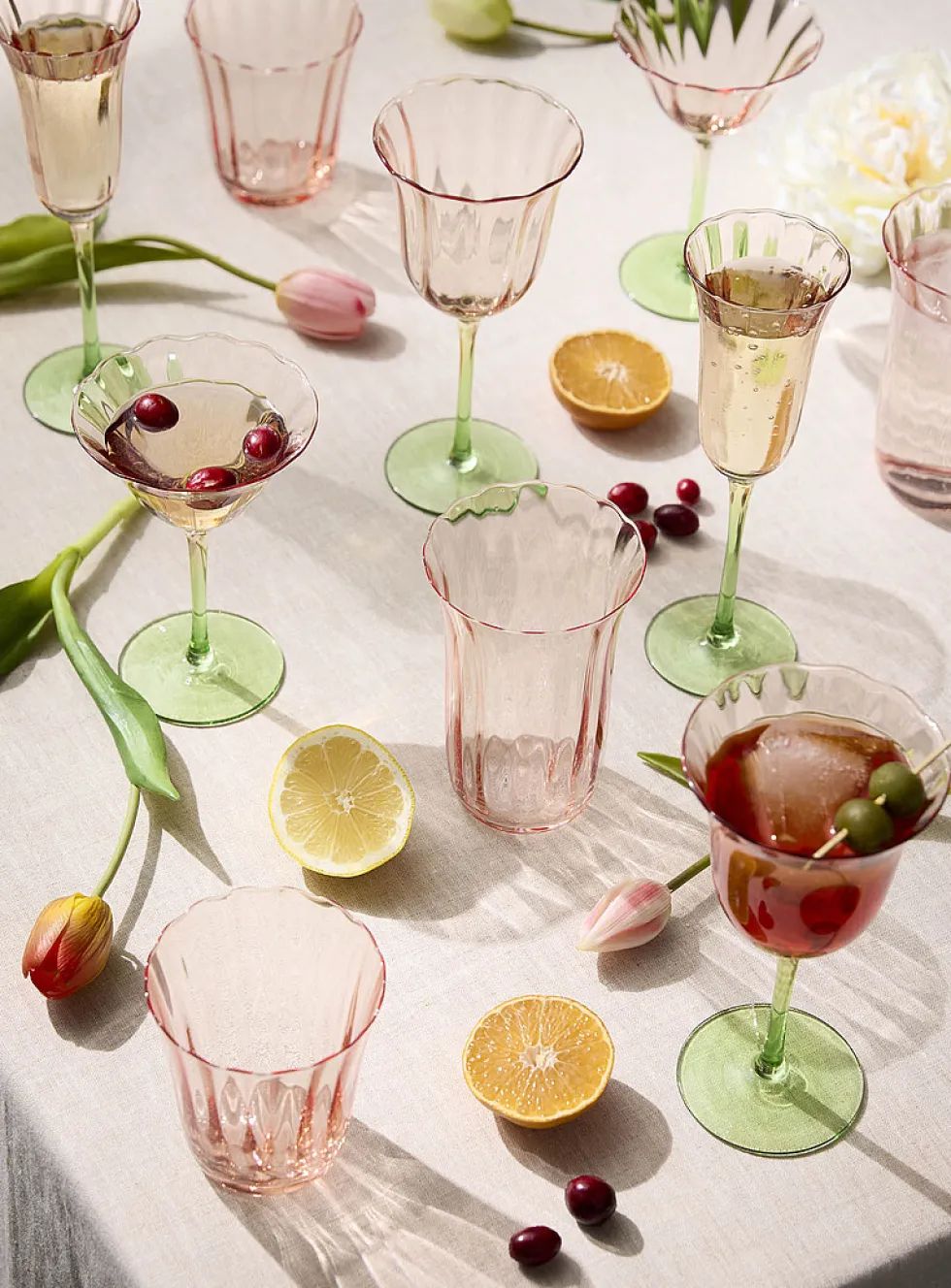 Small tulip-shaped glasses