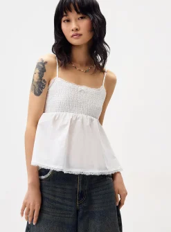 Smocked babydoll cami