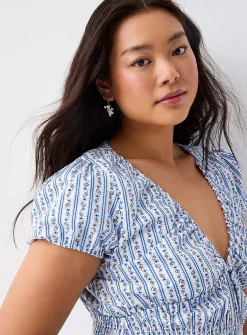 Smocked poplin minidress