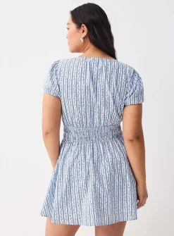 Smocked poplin minidress