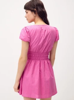 Smocked poplin minidress