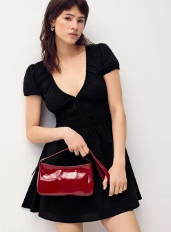 Smocked poplin minidress