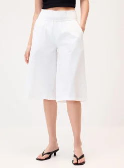 Smocked waist cropped pant