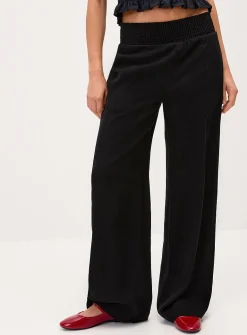Smocked waist wide-leg pant