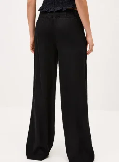 Smocked waist wide-leg pant