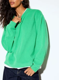 Soft brushed finish loose-fit layered-effect sweatshirt