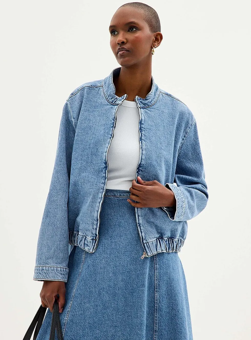Soft denim zipped jacket