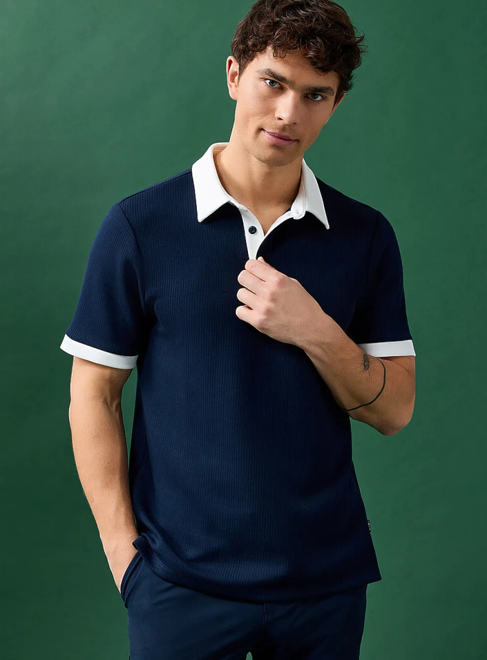 Soft ribbed jersey golf polo