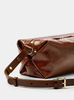 Sohna glossy leather rectangular shoulder bag