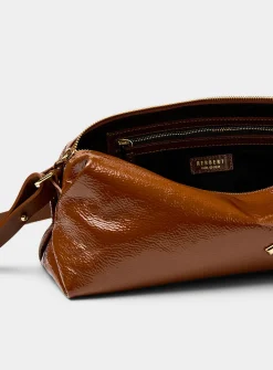 Sohna glossy leather rectangular shoulder bag