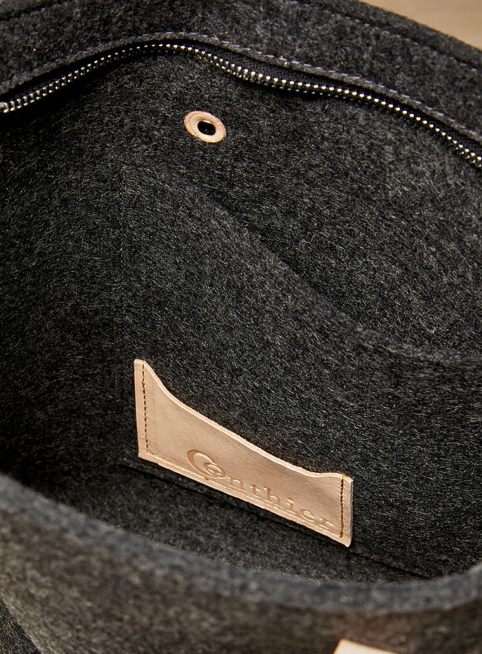 Solange leather and wool felt tote