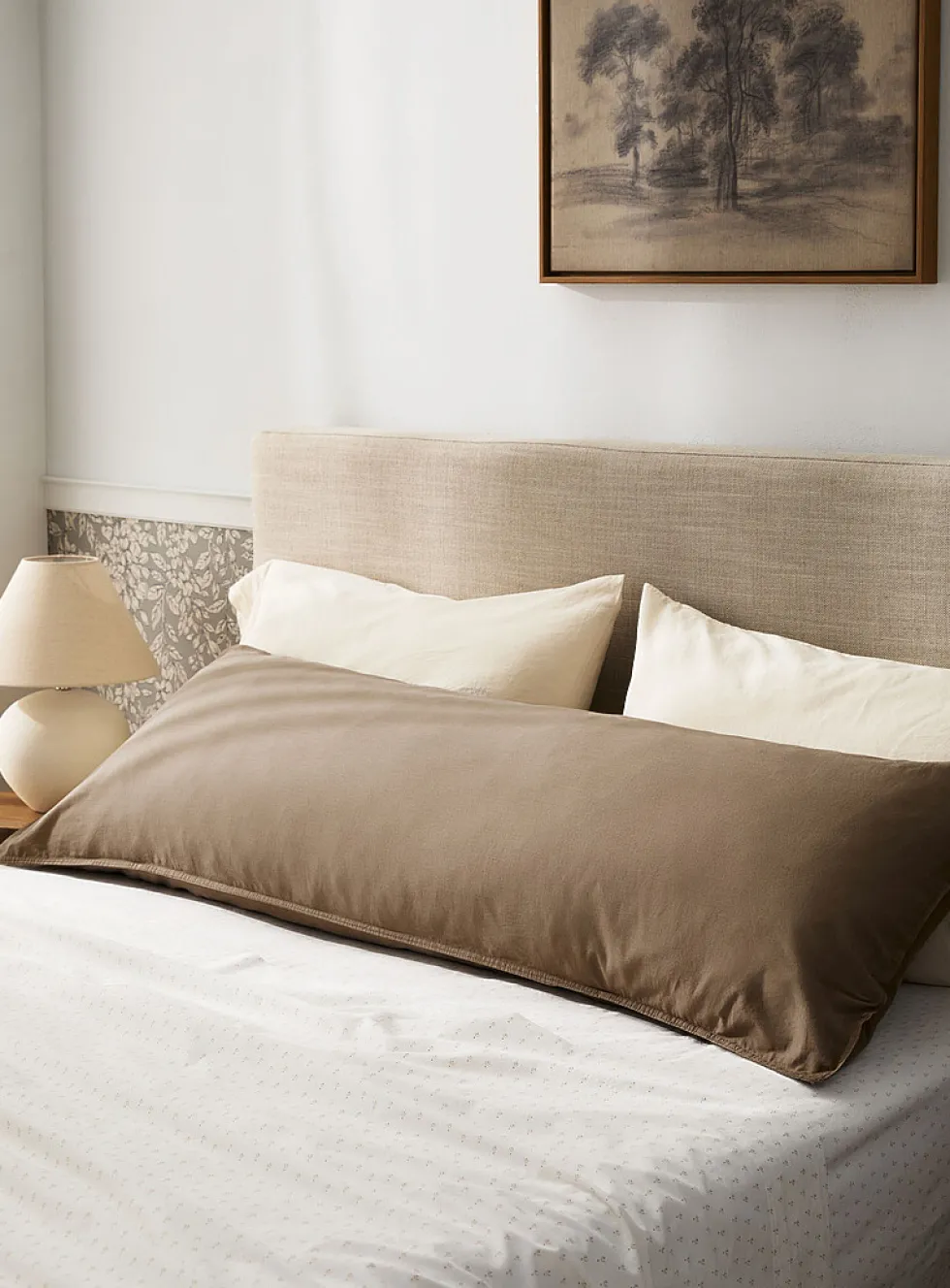 Solid 100% organic cotton body pillow sham