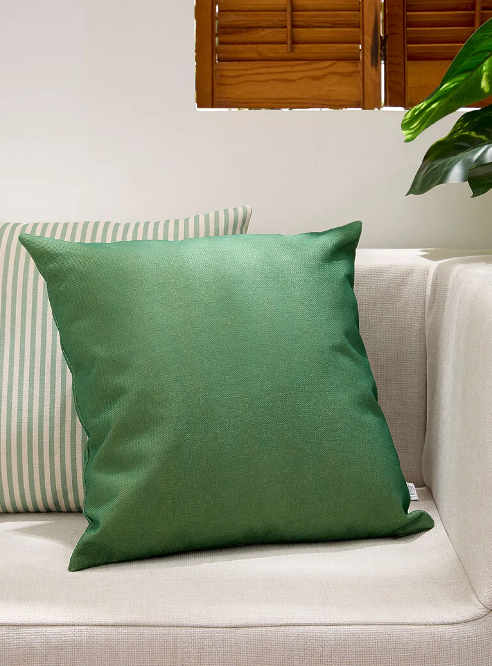 Solid canvas removable-cover outdoor cushion