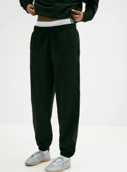 Solid cotton-fleece loose joggers