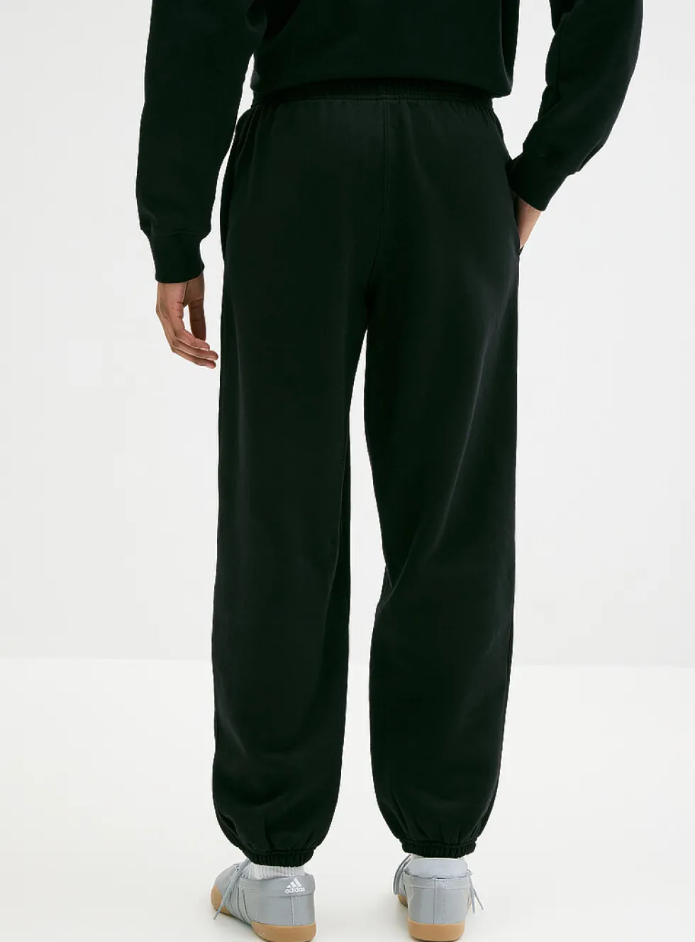 Solid cotton-fleece loose joggers