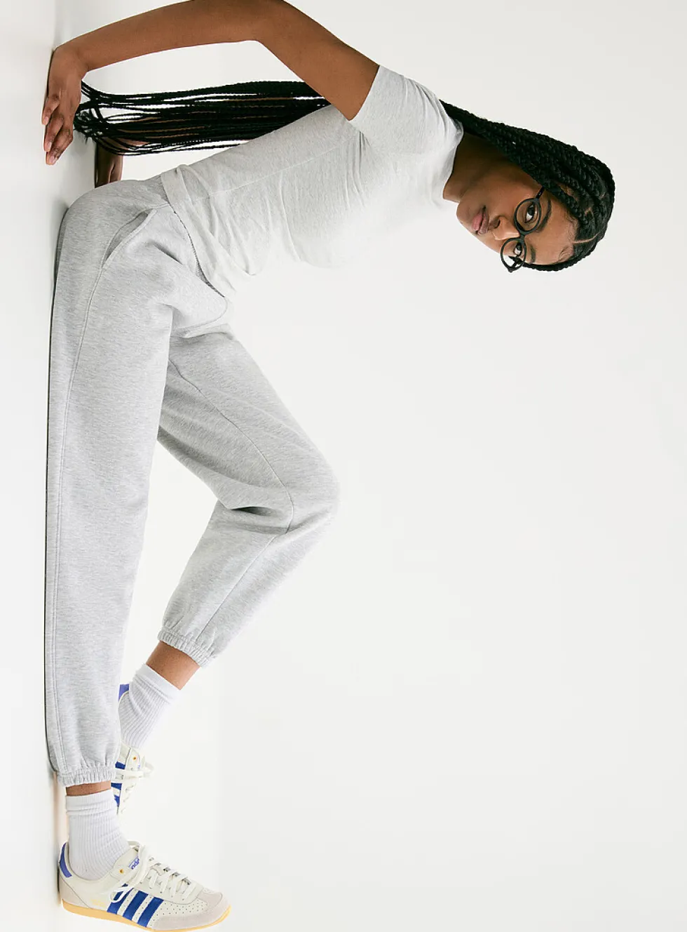Solid cotton-fleece loose joggers