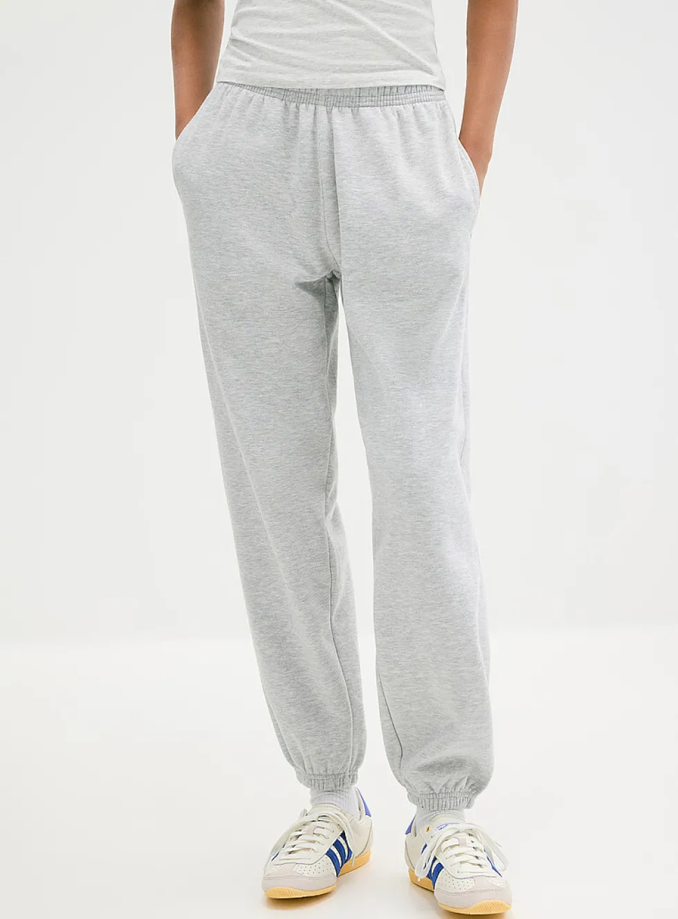 Solid cotton-fleece loose joggers
