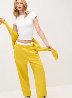 Solid cotton-fleece loose joggers