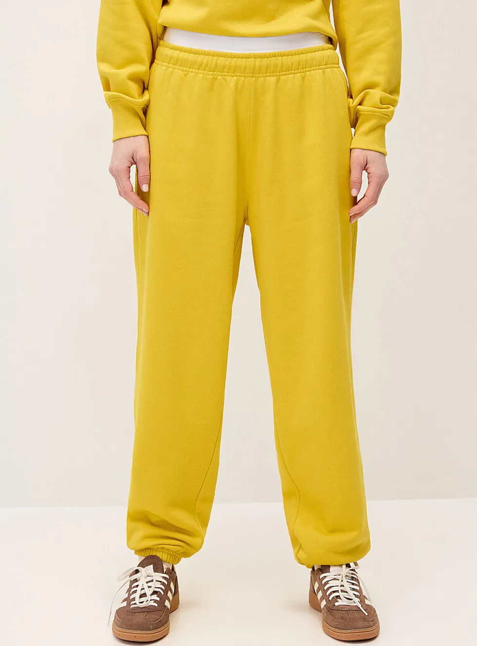 Solid cotton-fleece loose joggers