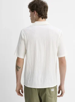 Solid crinkled camp shirt