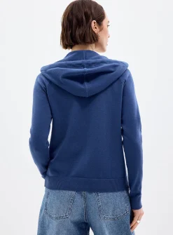 Solid knit soft hooded jacket
