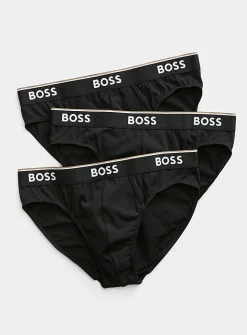 Solid logo-waistband briefs