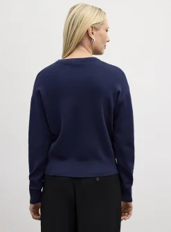 Solid pure cotton boxy-fit sweater