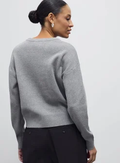 Solid pure cotton boxy-fit sweater