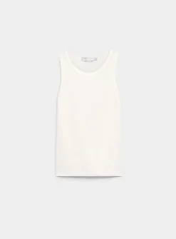 Solid pure linen crew-neck cami