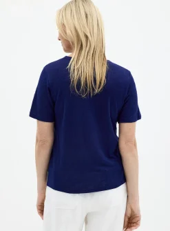Solid pure linen crew-neck T-shirt