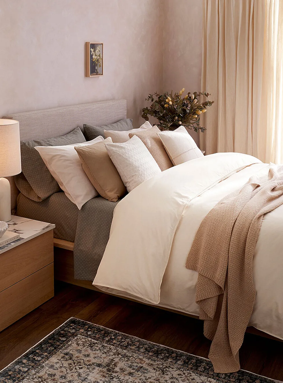 Solid pure organic cotton duvet cover set