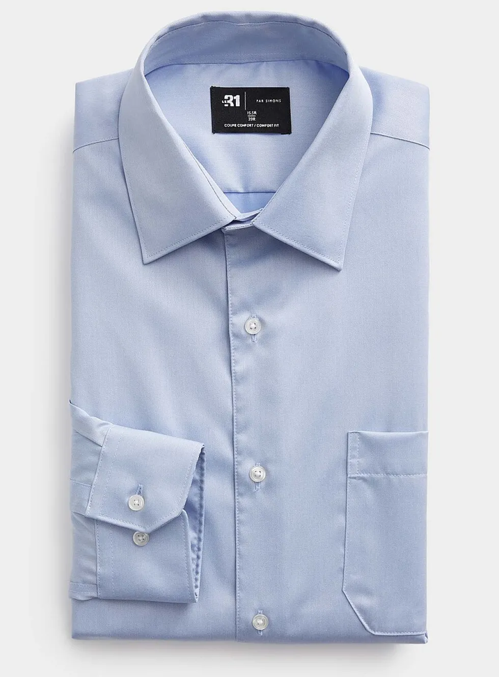 Solid twill wrinkle-free shirt