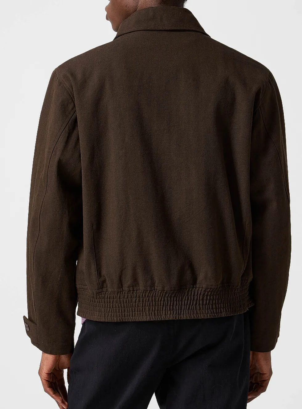 Stand-collar chevron twill jacket