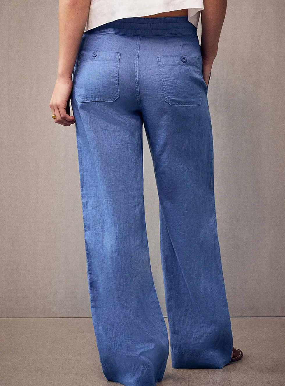 Steel blue pure linen pant