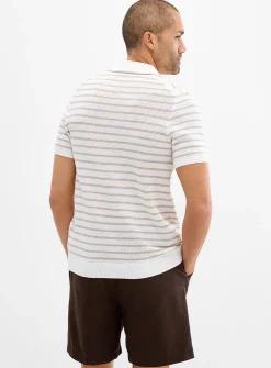 Stellan twin-stripe Johnny-collar polo