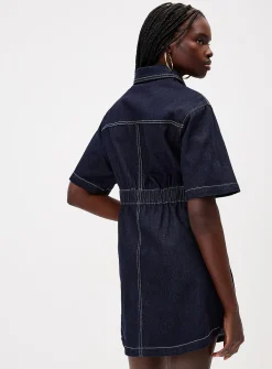 Stretch denim shirtdress