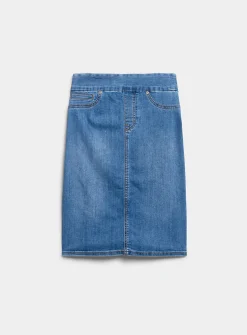 Stretch denim slim-fit skirt