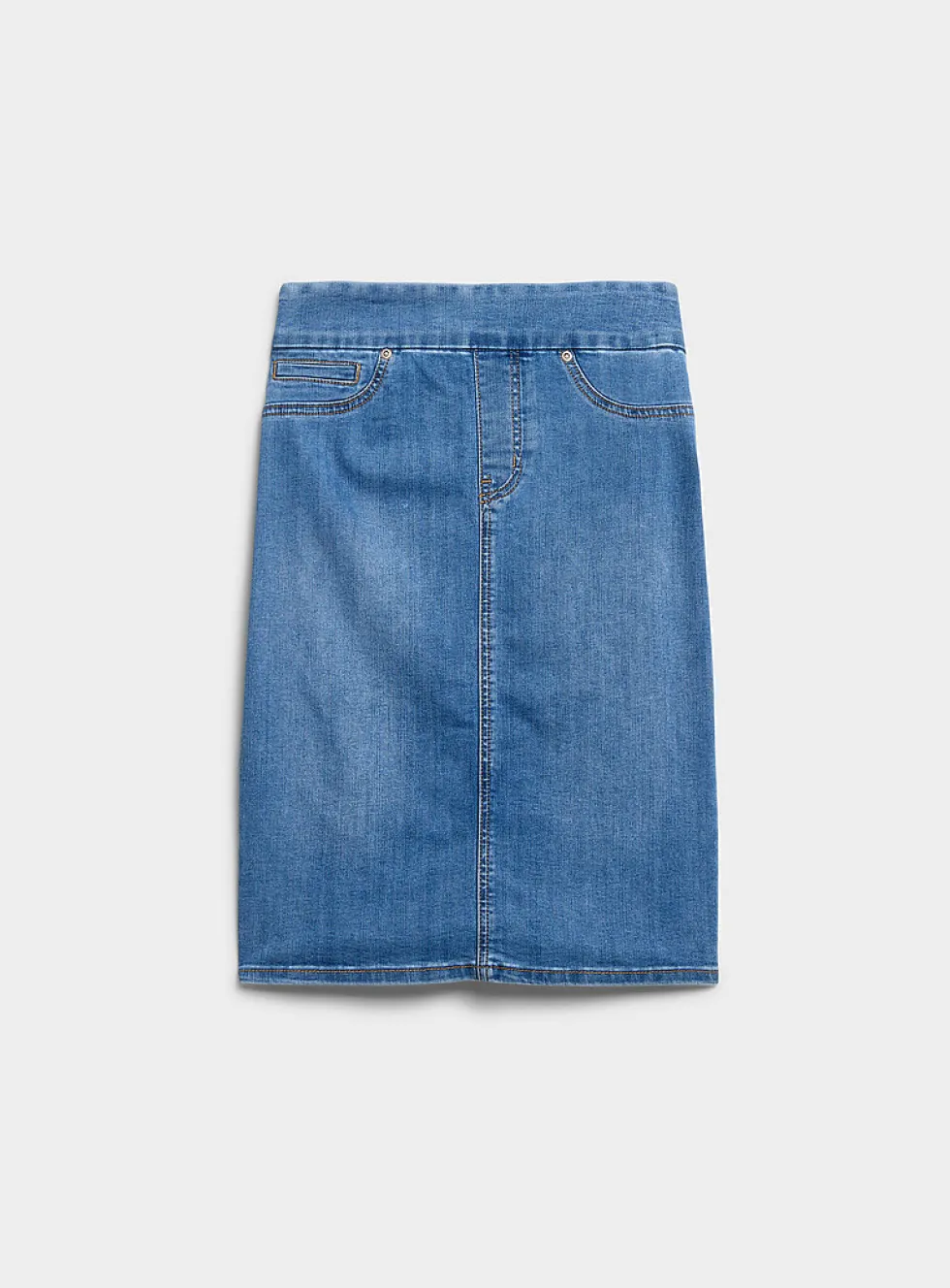 Stretch denim slim-fit skirt